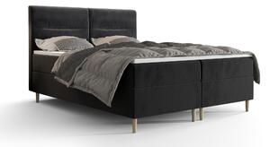 Manželská postel Boxspring 140 cm Saruta (černá) (s matrací a úložným prostorem). 1047350