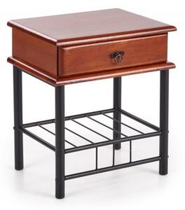 Noční stolek FIONA –⁠ kov/dřevo, třešeň