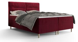 Manželská posteľ Boxspring 140 cm Saruta (bordová) (s matracom a úložným priestorom). 1047354