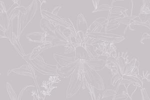 Samolepící tapeta kreslená lilie v šedém provedení
