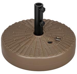 Základna slunečníku Outsunny s integrovanými rukojeťmi, stojan z HDPE a oceli se bočním výpustěm, pro tyče slunečníků Ø38/48 mm, Ø51x36 cm, hnědá a če