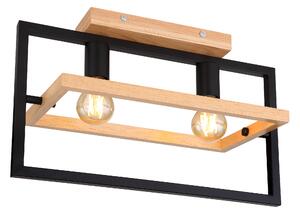 GLOBO Stropní moderní osvětlení ERICA, 2xE27, 40W, dřevěné, černé 15575-2D