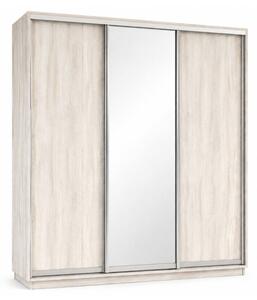 Skříň s posuvnými dveřmi 2000x2200x600 2LTD 1 Zrcadlo Artwood světlý, profil stříbrný