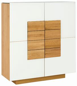 VYSOKÁ KOMODA, divoký dub, barvy dubu, bílá, 128/138/43 cm Voglauer - Vysoké komody