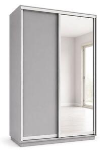 Skříň s posuvnými dveřmi 1400x2200x600 1LTD 1 Zrcadlo myší šedá, profil stříbrný
