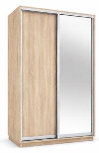Skříň s posuvnými dveřmi 1400x2200x600 1LTD 1 Zrcadlo dub sonoma, profil stříbrný