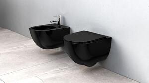 Rea Carlo mini - závěsná WC mísa 49x37 s pomalu-padajícím sedátkem, černá lesklá, REA-C8936