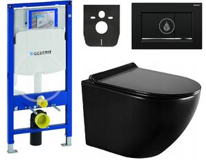 AKCE/SET/LIVERO Geberit - Modul pro závěsné WC s tlačítkem Sigma30, černá/chrom + Mexen Lena WC mísa Rimless, WC sedátko se zpomalovacím mechanismem, Slim, duroplast - černá