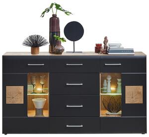 ŠIROKÁ KOMODA, černá, barvy dubu, 170/93/40 cm Hom`in - Široké komody