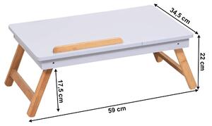 TEMPO Příruční stolek na notebook / držák na tablet, bílá / přírodní bambus, MELTEN