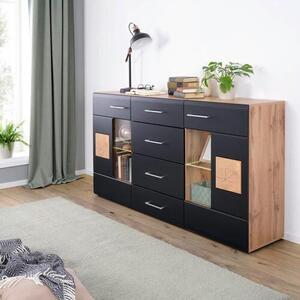 ŠIROKÁ KOMODA, černá, barvy dubu, 170/93/40 cm Hom`in - Široké komody