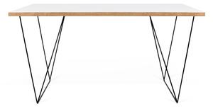Bílý pracovní stůl s černými nohami TemaHome Flow, 140 x 75 cm