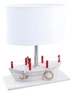 HELLUX Stolní dřevěná dětská lampička ve tvaru lodi BOAT, 1xE27, 60W, bílá 411.25.09