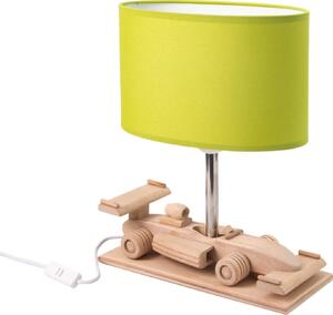 HELLUX Stolní dřevěná dětská lampička ve tvaru formule TRUCK, 1xE27, 60W, zelená 411.23.25
