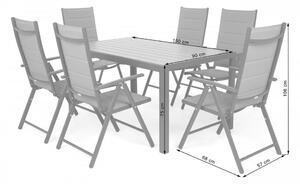 Home Garden Zahradní set Ibiza se 6 židlemi a stolem 150 cm, stříbrný/černý