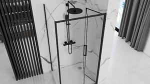 REA - Sprchový kout Rapid Fould, skládací, dveře/stěna, 80x80 L/P - černá/transparentní