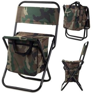 Verk 01234 Skládací kempingová stolička s brašnou 2v1 - maskáč
