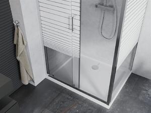 Mexen Apia posuvný sprchový kout 120 x 100 cm, 5mm sklo, chromový profil-čiré sklo/pásy + slim sprchová vanička 5cm, 840-120-100-01-20-4010