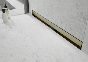 Mexen Flat nerezový sprchový žlab na zeď 60 cm vzor 2v1, zlatá, 1530060