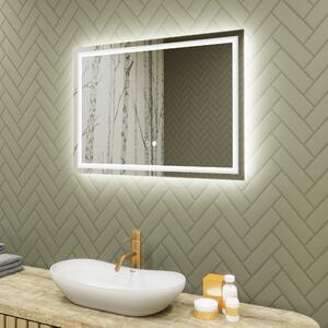 Koupelnové zrcadlo 70x50cm s LED podsvícením s Dual color, Vypínač dotykový, Topná rohož - L49