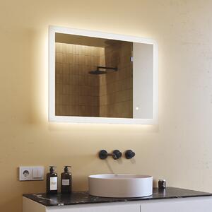 Obdélníkové koupelnové zrcadlo s osvětlením LED 80x60cm s Dual color, Vypínač dotykový
