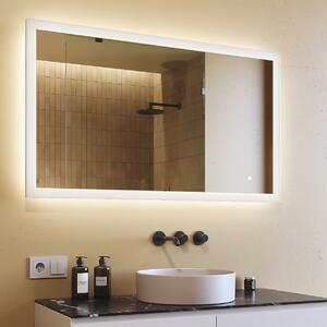Obdélníkové zrcadlo do koupelny s LED osvětlením 120x70cm s Dual color, Vypínač dotykový