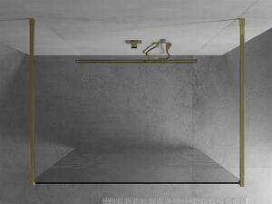 Mexen Kioto, průchozí sprchová zástěna 110 x 200 cm, 8mm sklo čiré/bílý vzor, 2x zlatá stabilizační rozpěra, 800-110-002-50-85