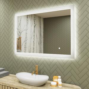 Obdélníkové zrcadlo do koupelny s LED osvětlením 100x70cm s Dual color, Vypínač dotykový