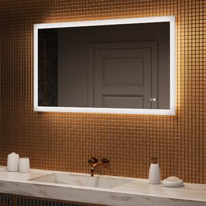 Obdélníkové zrcadlo do koupelny s LED osvětlením 120x70cm s Dual color, Vypínač dotykový, Topná rohož