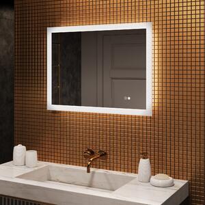Obdélníkové koupelnové zrcadlo s osvětlením LED 80x60cm s Dual color, Vypínač dotykový, Topná rohož