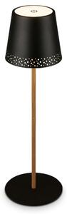 BRILONER LED nabíjecí stolní lampa 38 cm 2,6 W 280lm černá-dřevo IP44 BRILO 7438-114