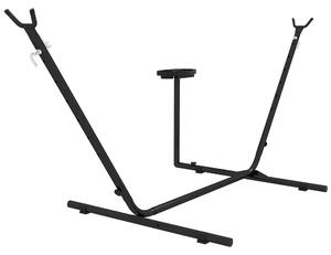 Houpací stojan Outsunny, stojan na houpací síť s bočním policí, až 150 kg nosnost, ocel, černý, 285 x 125 x 110 cm | Aosom