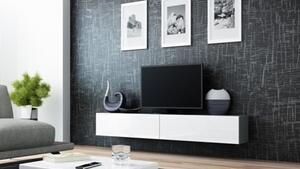 TV stolek Vigo 180 cm, šedá matná / bílá lesk
