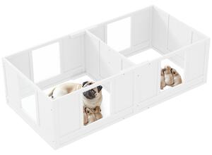PawHut Box pro štěňata, Ohrádka pro štěňata s designem ve dvou místnostech, Ohrádka pro psy s dveřmi, Box pro štěňata pro malé psy, 164x80x48 cm, Bílá