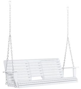 Závěsná lavička Outsunny s houpacími křesly a skládacím stolem pro 2-3 osoby z jedlového dřeva, pohodlná 150 x 75 x 53 cm Bílá | Aosom