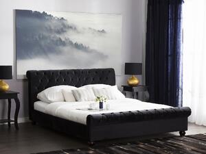 Černá čalouněná manželská postel Chesterfield 180x200 cm AVALLON