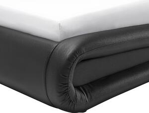 Černá kožená postel s úložištěm 160x200 cm AVIGNON