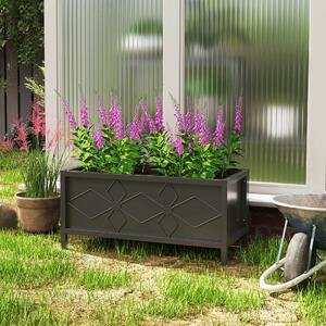 Zahradní vyvýšený květinový box Outsunny z pozinkované oceli s bezpečnostním okrajem, obdélníkový záhon pro květiny, bylinky a zeleninu, 80 x 40 x 38