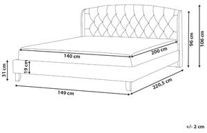 Světle šedá čalouněná postel Chesterfield 140x200 cm BORDEAUX