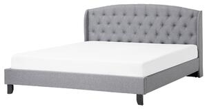 Světle šedá čalouněná postel Chesterfield 180x200 cm BORDEAUX