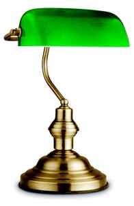GLOBO Stolní lampička v bankovním stylu ANTIQUE, starožitná mosaz, zelená 24934