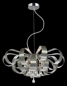 LUXERA LED závěsný lustr do obýváku RIBBON CRYSTAL, stříbrný 64409
