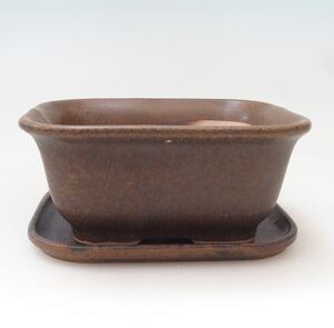 E-bonsai Bonsai miska + podmiska H37 - 14,5x13x6,5 cm. - hnědá
