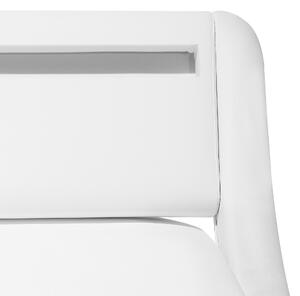 Bílá kožená postel s LED světlem 140x200 cm AVIGNON