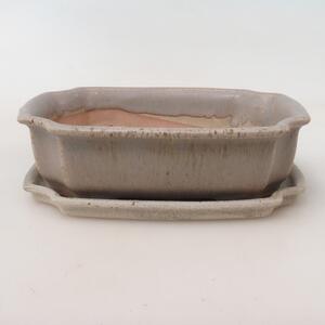 E-bonsai Bonsai miska + podmiska H03 - 16,5 x 12 x 4,5 cm. - béžová