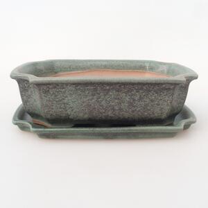 E-bonsai Bonsai miska + podmiska H03 - 16,5 x 12 x 4,5 cm. - zelená