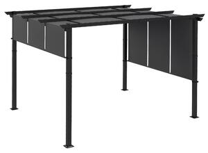 Outsunny Pavilon cca 3,5 x 3 m Pergola, Zastřešení Terasy, Kryt s Boční Stěnou pro Zahradu, Terasu, Tmavě Šedá | Aosom
