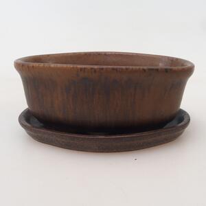 E-bonsai Bonsai miska + podmiska H05 - 11 x 8 x 4 cm. - hnědá