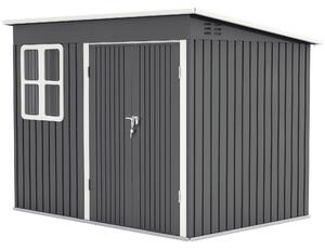 Outsunny Kovová Kůlna na Nářadí 4,13 m² 260 x 177 x 190 cm Skladovací Kůlna s Oknem, Šikmou Střechou a Zámkem, Voděodolný Zahradní Dům na Zahradu | Ao