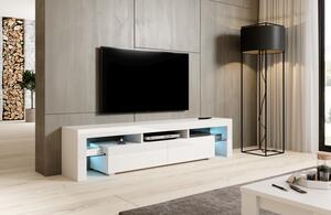 TV stolek Toro 200 cm, bílá matná / bílá lesk